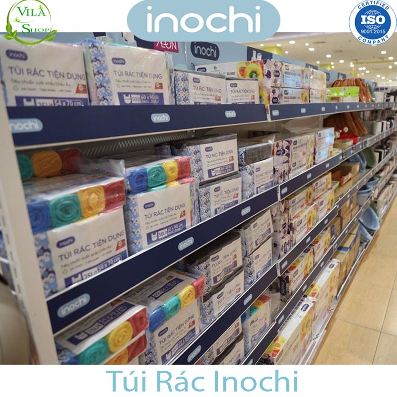 [ Lô 4 Cuộn ] Túi Rác Tự Huỷ, Túi Rác Có Quai Tiện Dụng Chính Hãng Inochi, Loại 10L 25L 50L - Dạng Cuộn Màu Đen