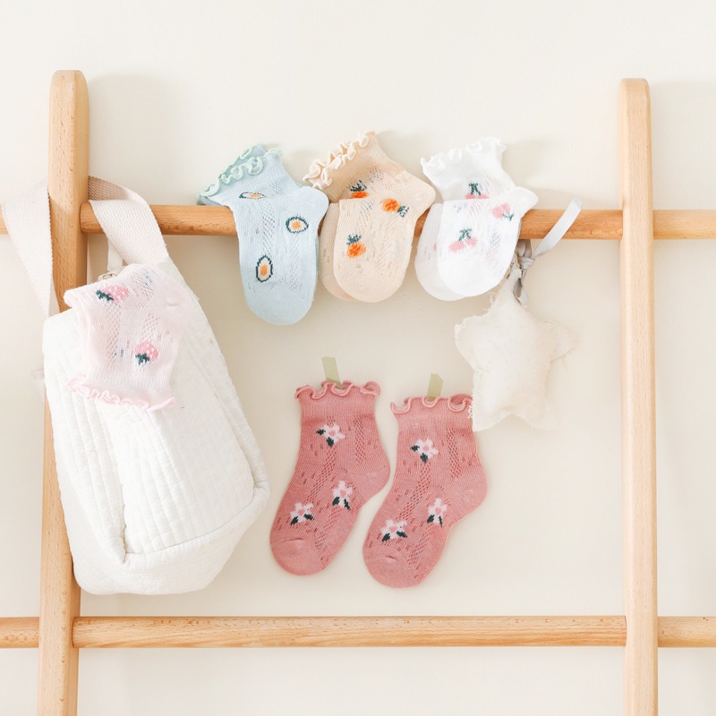 Vớ Thoáng Khí Thoải Mái In Họa Tiết Trái Cây Cho Bé Gái 0-3 Tuổi