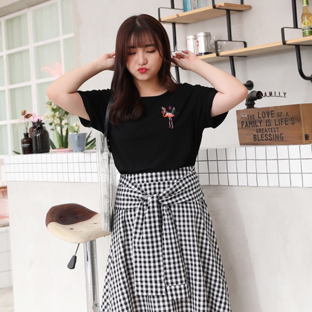Áo thun đen big size hình con cò lưng xoắn size lớn 65-100kg