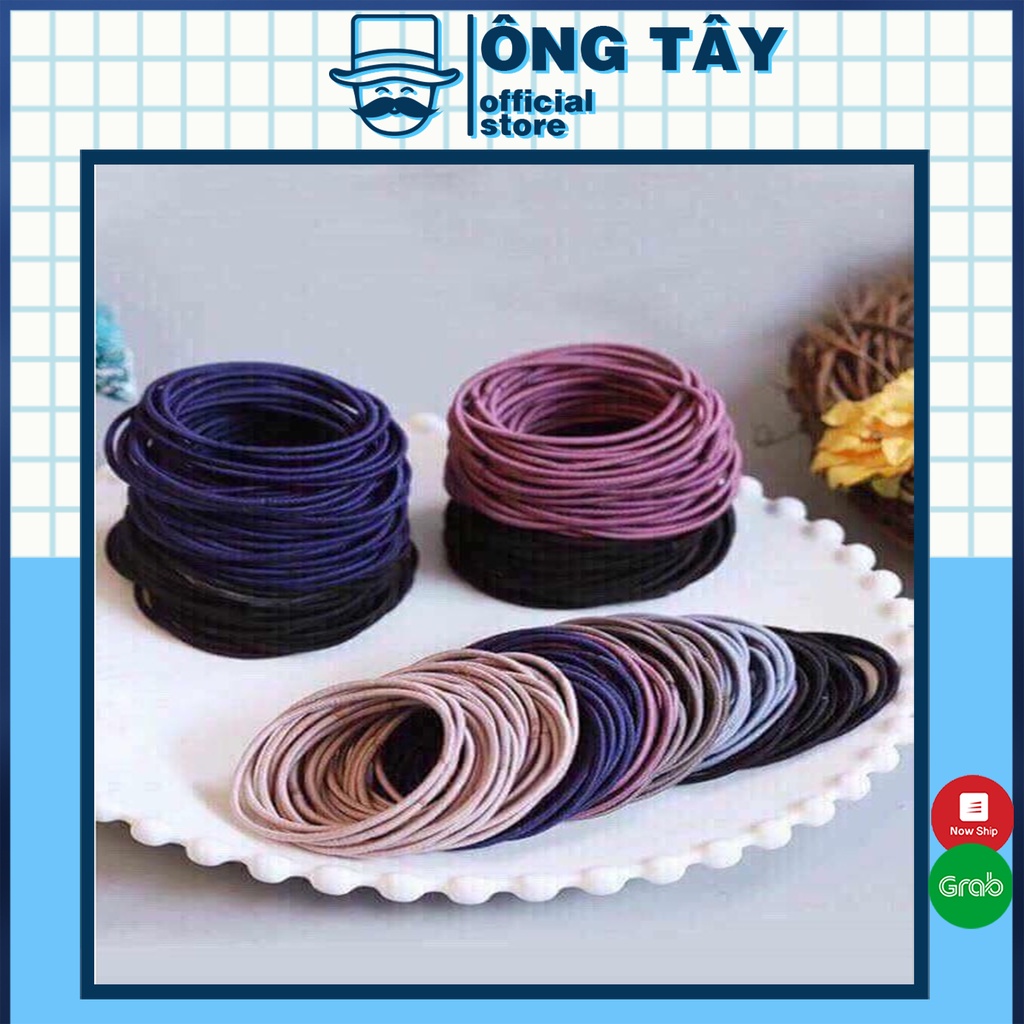Gói 100 sợi chun buộc tóc siêu dai nhiều màu sắc