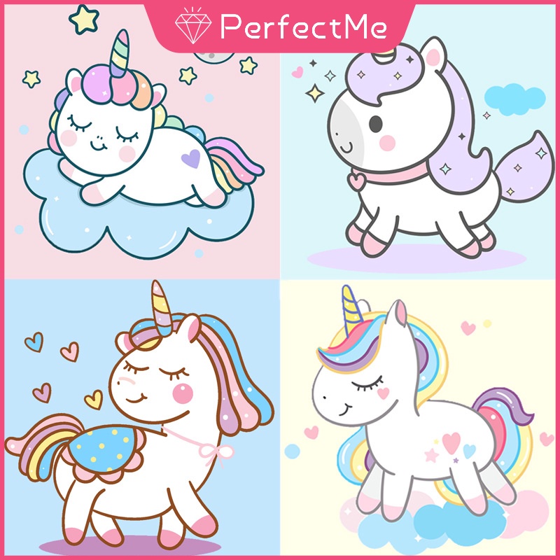 Bộ Tranh Đính Đá 5D Tự Làm Hình Kỳ Lân Hoạt Hình 30x30cm Trang Trí Nhà Cửa