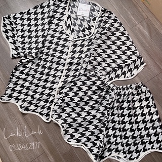 Bộ đùi lụa cánh dơi viền sóng chất satin