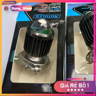 Đèn Led pha H4 gương cầu Mini Cos Vàng Pha Trắng Công suất