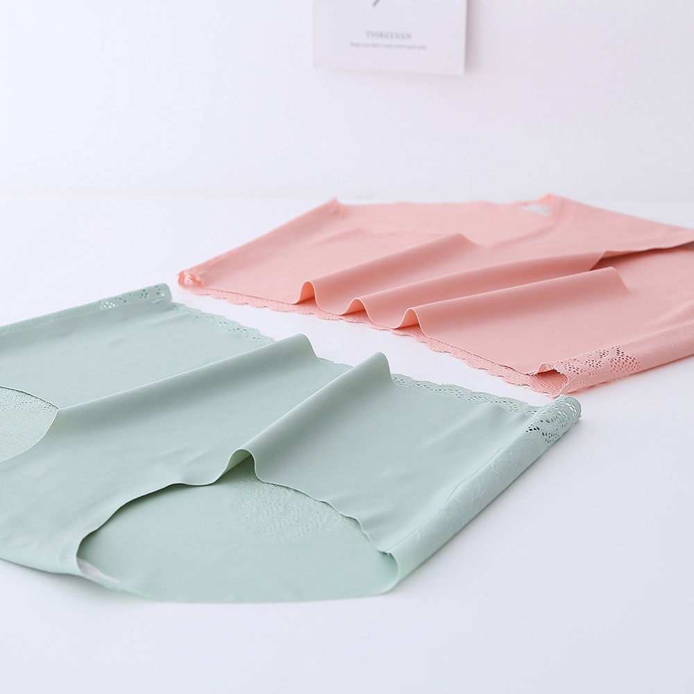 Quần Lót Cotton Lụa Lạnh Phối Ren Không Đường May Màu Sắc Đơn Giản Quyến Rũ Dành Cho Nữ | BigBuy360 - bigbuy360.vn