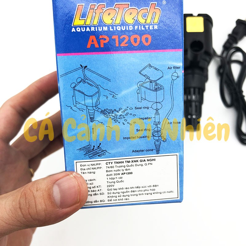 Máy bơm nước hồ cá dạng nằm Lifetech AP 1200 - Máy bơm chìm  Ap1200 cho bể cá