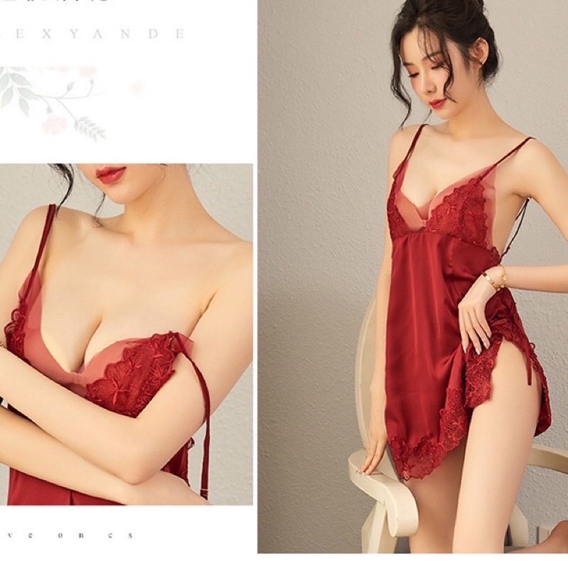 Tặng kèm chip - Váy ngủ phối ren cao cấp N255