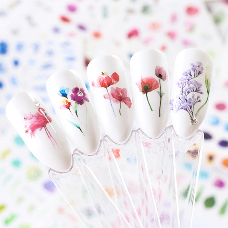 Đề Can Dán Móng Tay Họa Tiết Hoa Nhiều Màu Sắc