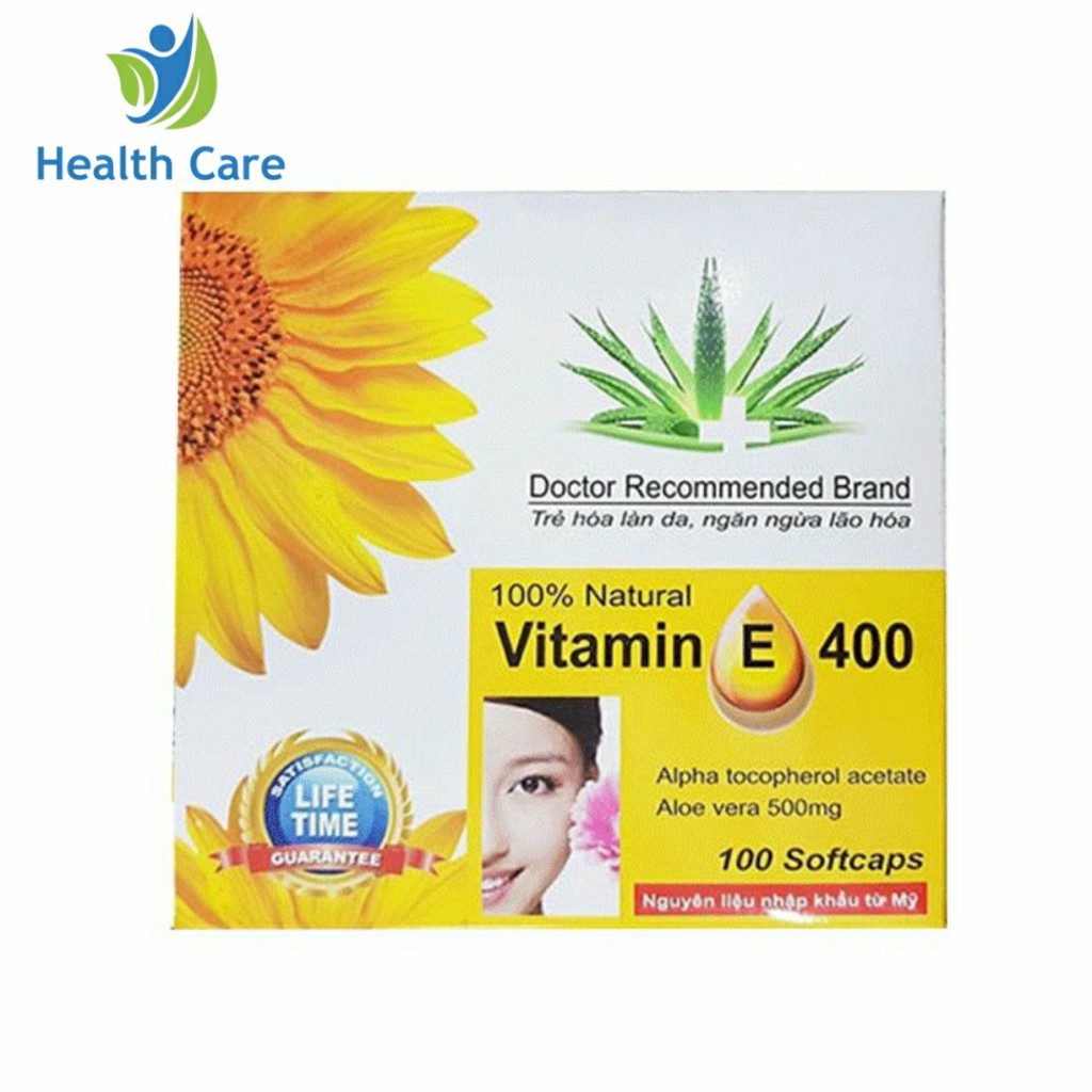 Vitamin E400 Kèm Tinh Chất Nha Đam - Giúp sáng đẹp da Hộp 100 viên