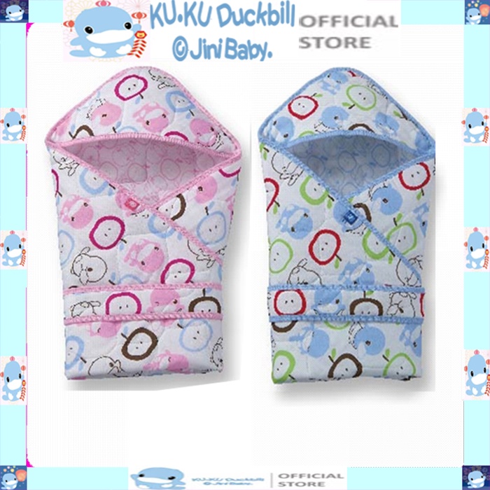 [ TP.HCM MIỄN PHÍ GIAO HÀNG ] Khăn quấn bé sơ sinh vải cotton và bông cao cấp ku.ku duckbill Ku2504 (Size 75 x 75 cm)