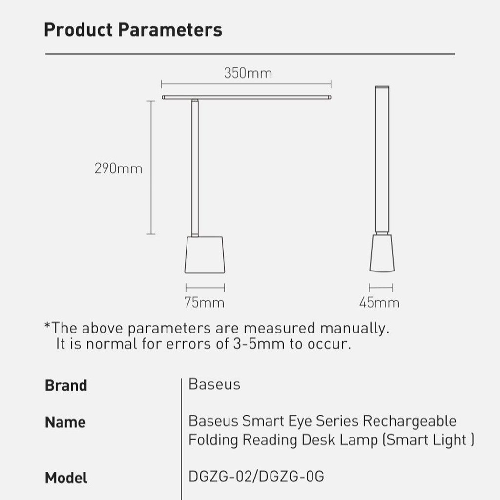 Đèn để bàn thông minh Baseus Smart Eye Series Charging Folding Reading Desk Lamp (Cảm biến ánh sáng tự động)