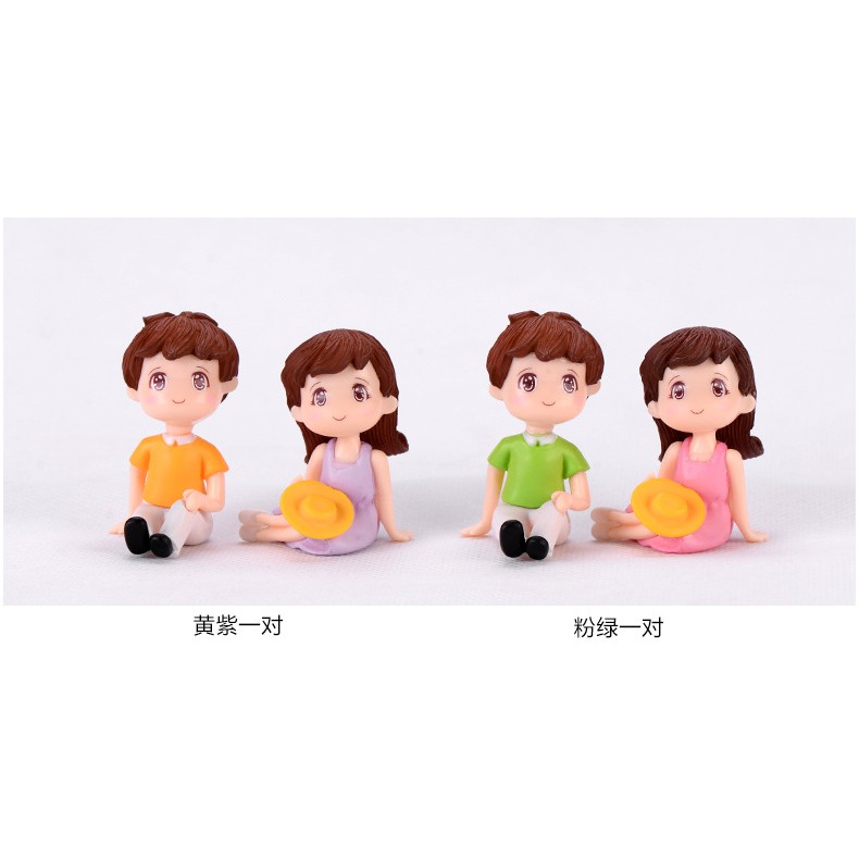 Mô hình cặp đôi nam nữ ngồi ngắm sao phụ kiện trang trí
