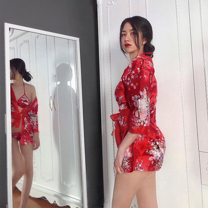 Áo choàng kimono hoa anh đào sexy đồ ngủ cosplay phong cách Nhật Bản quyến rũ