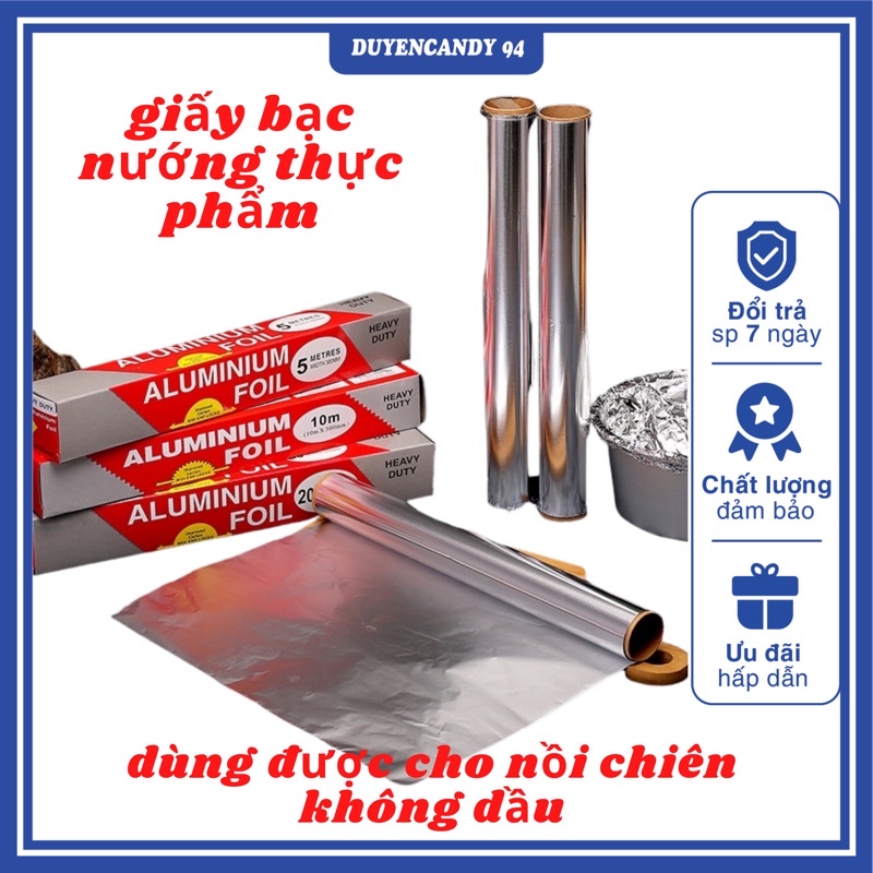 Cuộn Giấy Bạc Nướng Thực Phẩm - giấy bạc nướng dùng cho nồi chiên không dầu , nướng thịt cách nhiệt bọc thức ăn