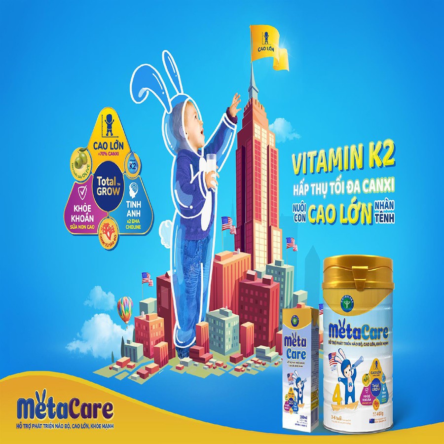 Sữa bột Nutricare Metacare 3 - phát triển toàn diện cho trẻ - lon 900g