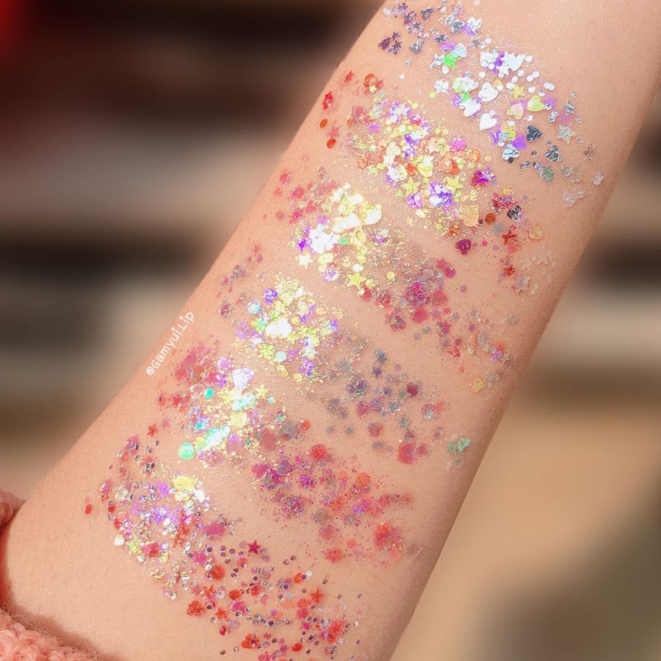 ✨ Hộp Gel Nhũ Hạt Sequin 6 Ô For Party Siêu Long Lanh Kèm Cọ 2 Đầu