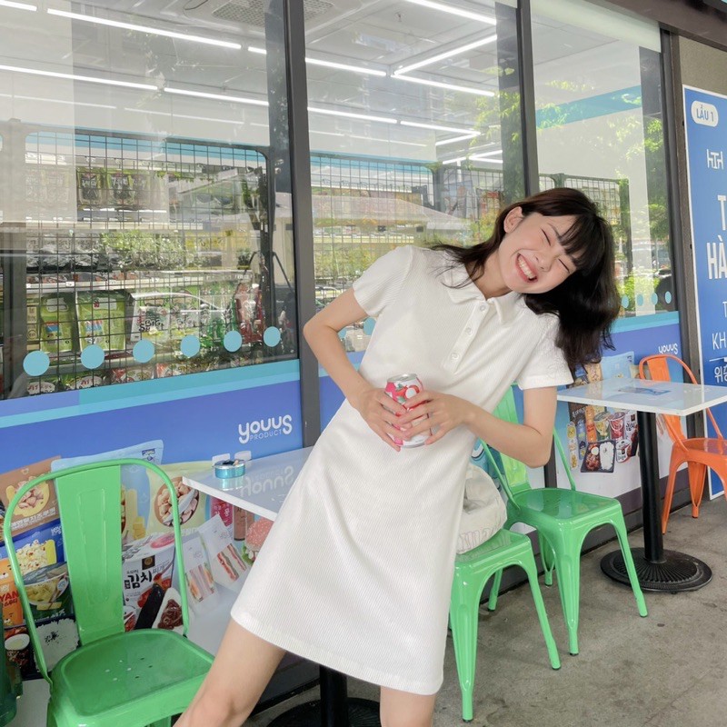 Sibling House - Đầm polo thun dáng suông ngắn tay Polo dress