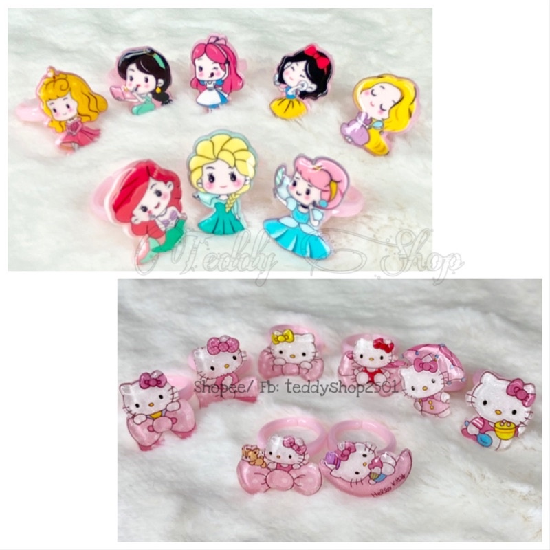 hộp nhẫn nhựa đồ chơi cho bé gái hình các công chúa disney, hình công chúa tuyết elsa, hình mèo kitty xinh xắn dễ thương