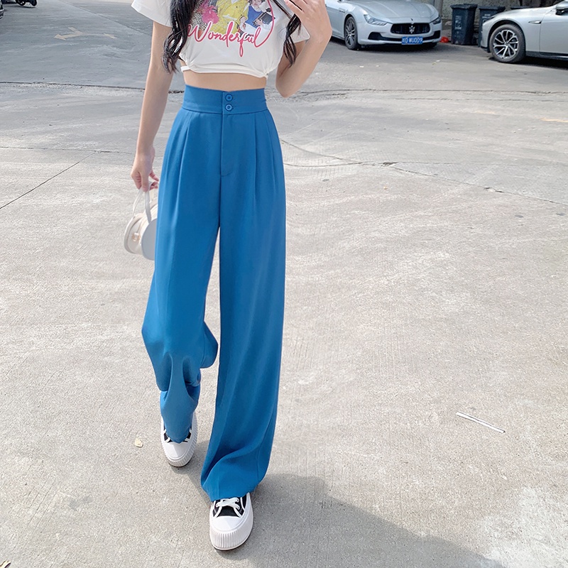 Quần SUXI ống rộng lưng cao co giãn thời trang mùa hè dễ phối đồ cho nữ