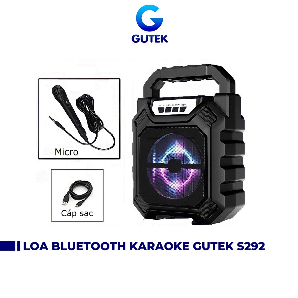 [Mã ELHACE giảm 4% đơn 300K] Loa bluetooth karaoke không dây kèm mic có dây Gutek S292