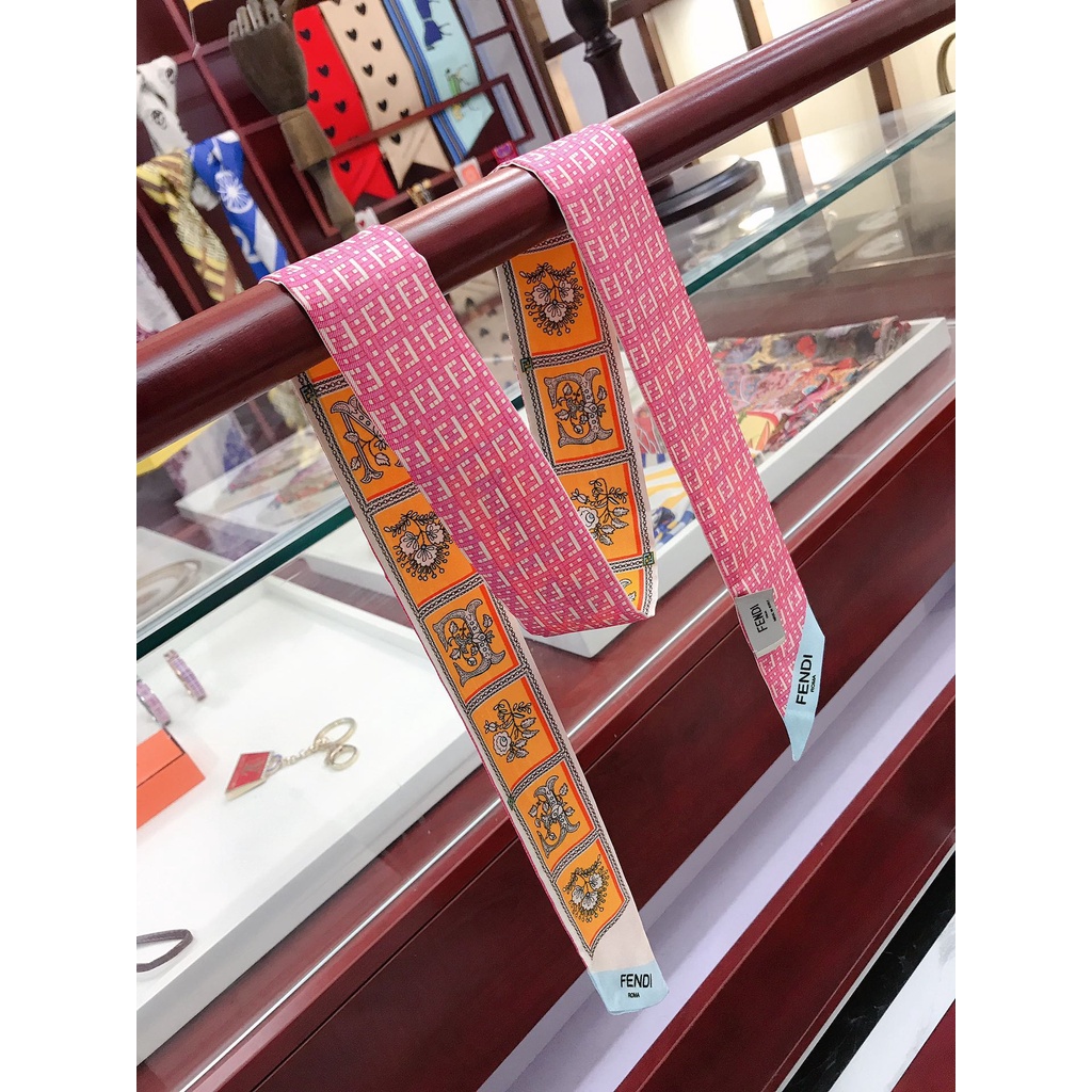 Khăn Quàng Cổ / Xách Tay Bằng Ruy Băng Lụa In Họa Tiết FF 2022 Cho Nữ