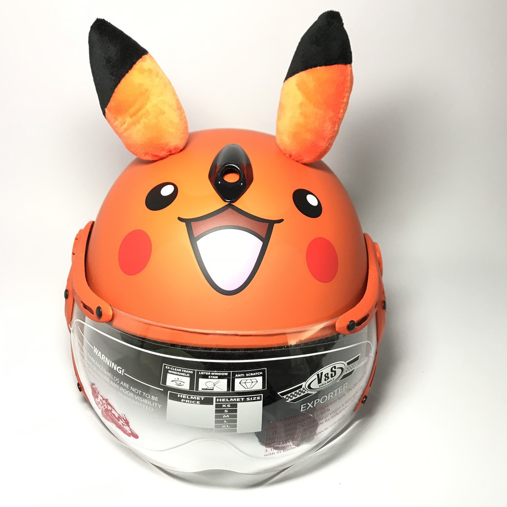 Mũ bảo hiểm trẻ em có kính V&amp;S Helmet - Pikachu cam