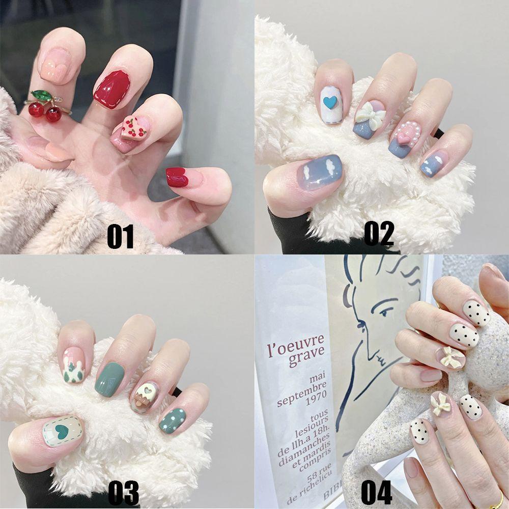 CACTU Hộp 24 Móng Tay Giả Ngắn / Tròn / Vuông