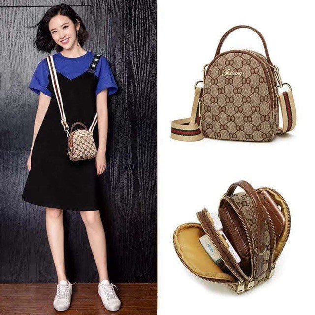 Túi đeo chéo hoa văn mini siêu sang chảnh