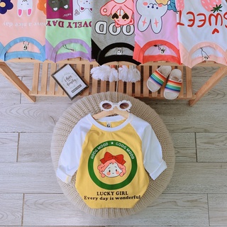 Áo dài tay bé gái cotton SG loại 1 xinh xắn size bé 9-25kg