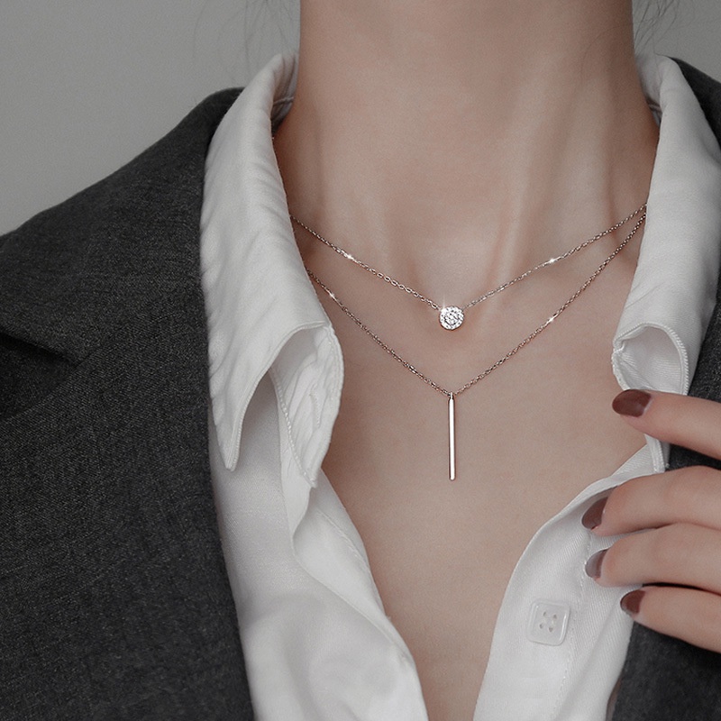 Dây chuyền mạ bạc 925 mặt tròn đính đá Zircon thời trang