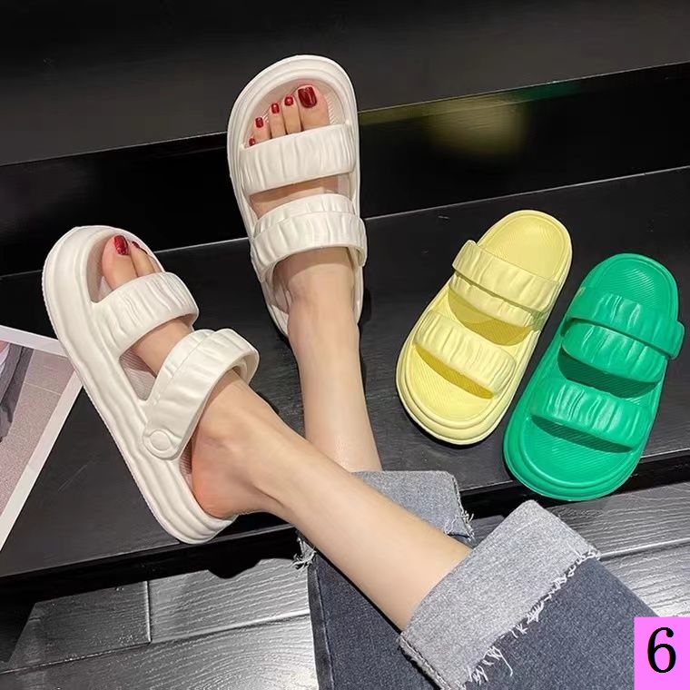 Giày Sandal Hai Quai Đế Bằng Chống Trượt Màu Sắc Kẹo Ngọt Phong Cách La Mã Thời Trang Mùa Hè Cho Nữ