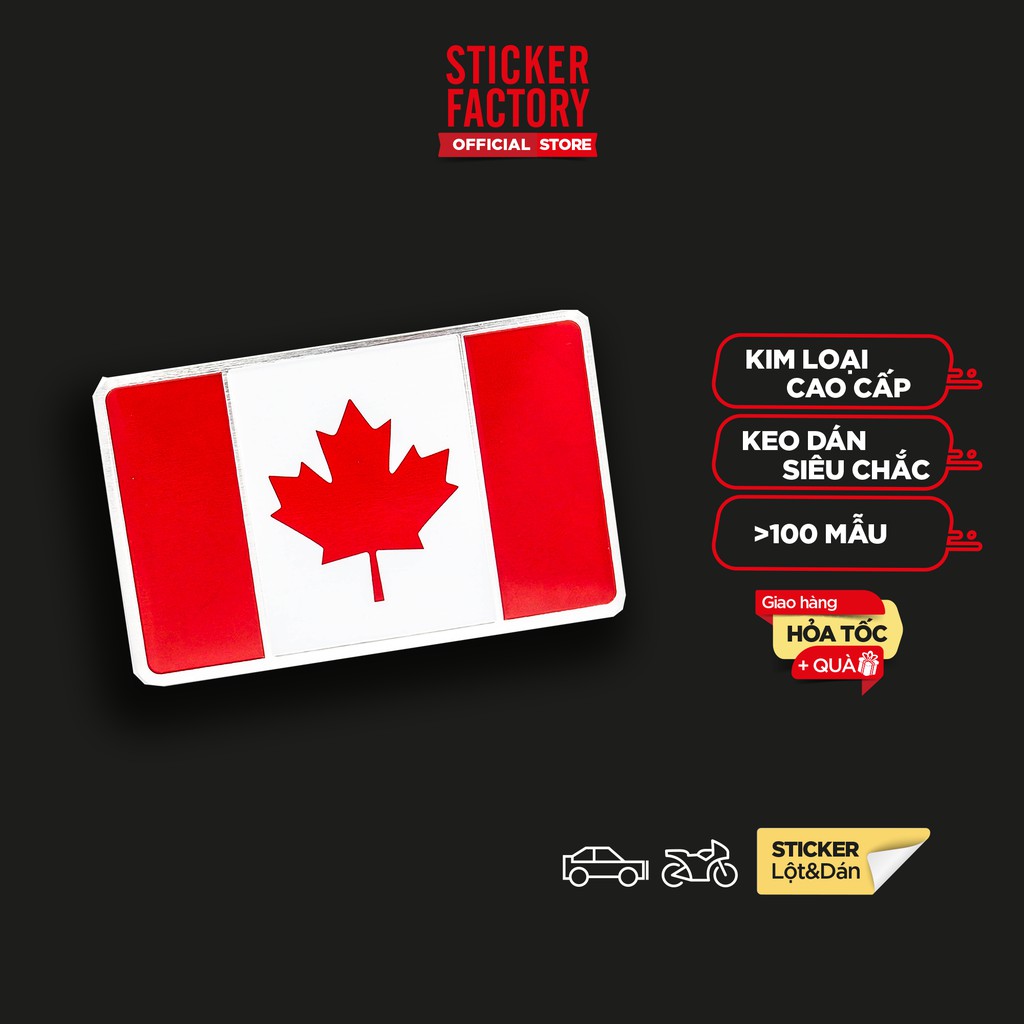 Sticker hình dán metal cờ Canada - Miếng lẻ