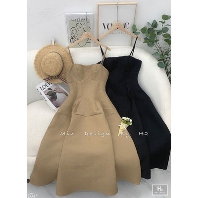 Váy đầm maxi 2 dây tổ ong dài cúp ngực