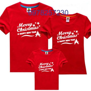Áo thun đồng phục gia đình 3/4/5 người in mẫu noel đủ size 6-95kg