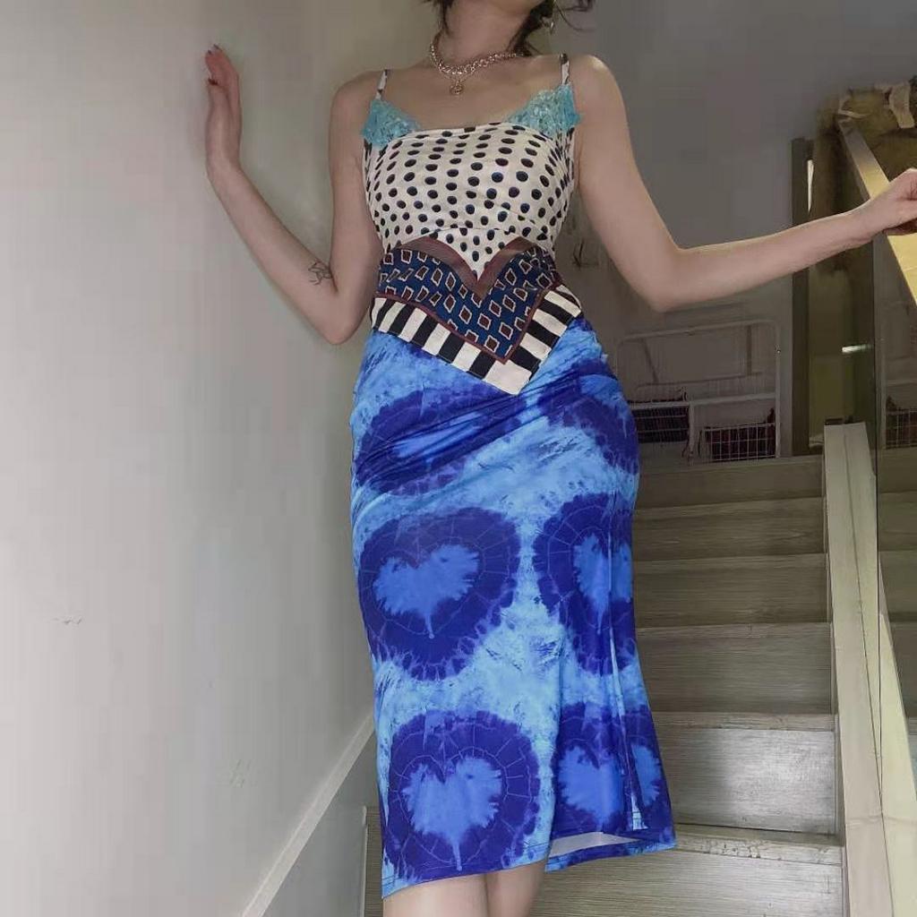 DUNEA Chân Váy Dài In Họa Tiết Trái Tim Xinh Xắn Dành Cho Nữ