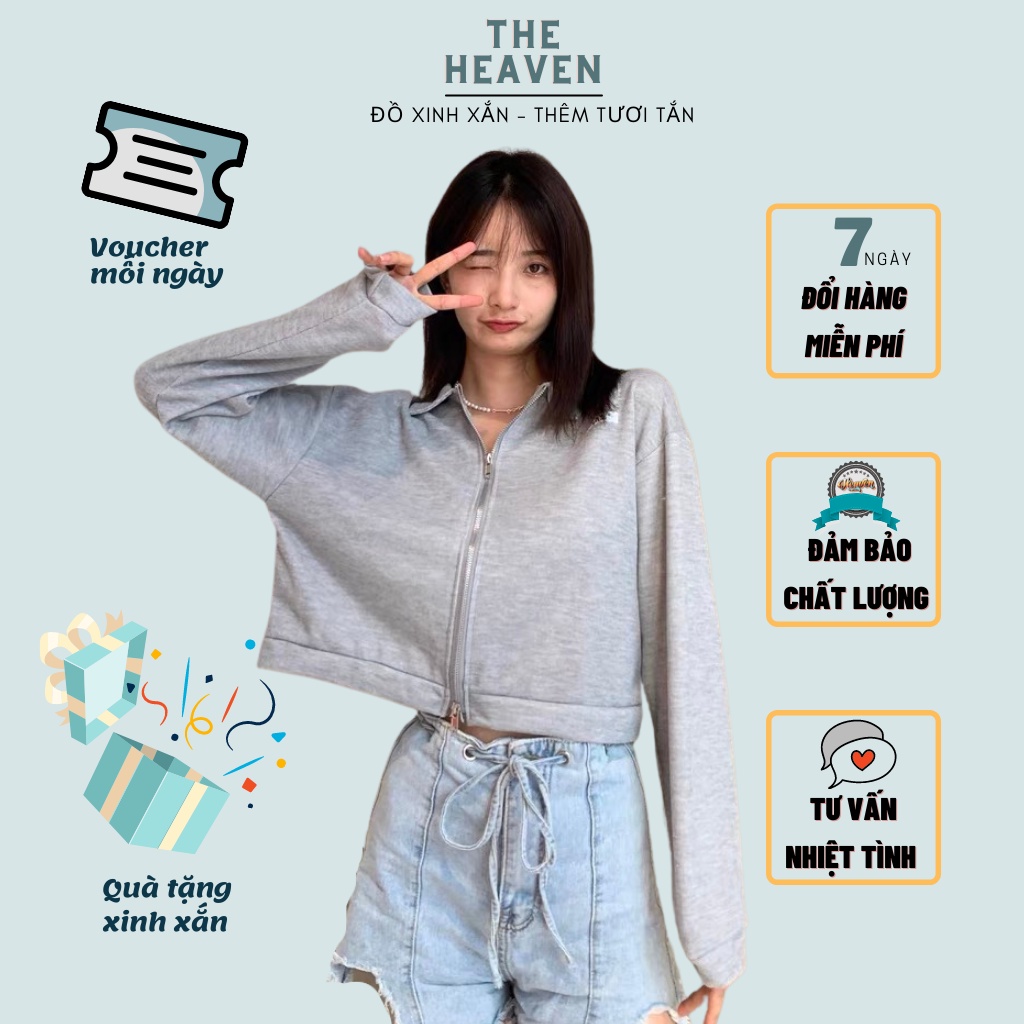 Áo Polo Nữ, Áo Croptop Polo Nữ 2 Khoá Phong Cách Hàn Quốc