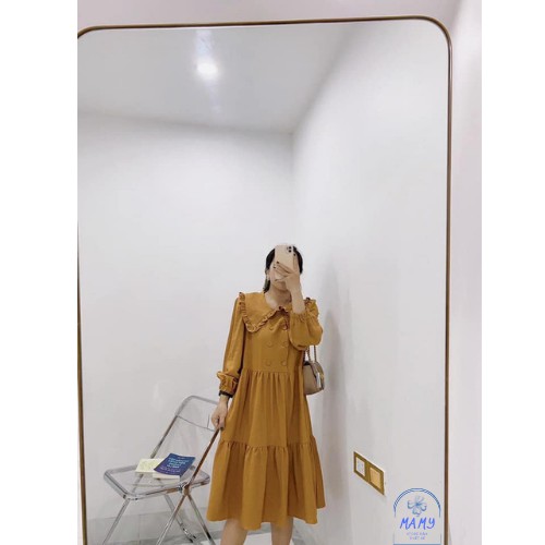 váy bầu đầm bầu thu đông chất nhung tăm freesezi từ 45- 75kg