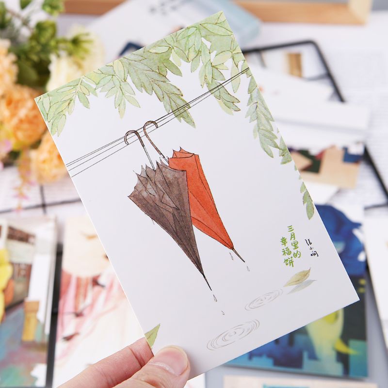 Set 30 Tấm Bưu Thiếp In Hình Phong Cách Cổ Điển