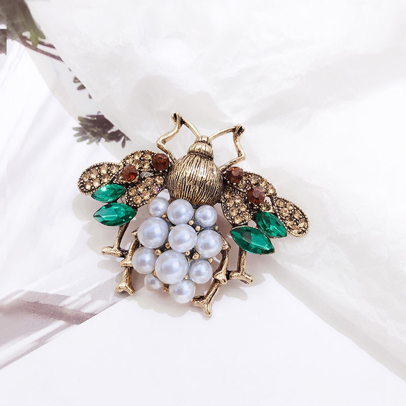 Trâm Cài Áo Hình Con Ong Bằng Kim Loại Đính Ngọc Trai Giả Cổ Điển 2022 Mới