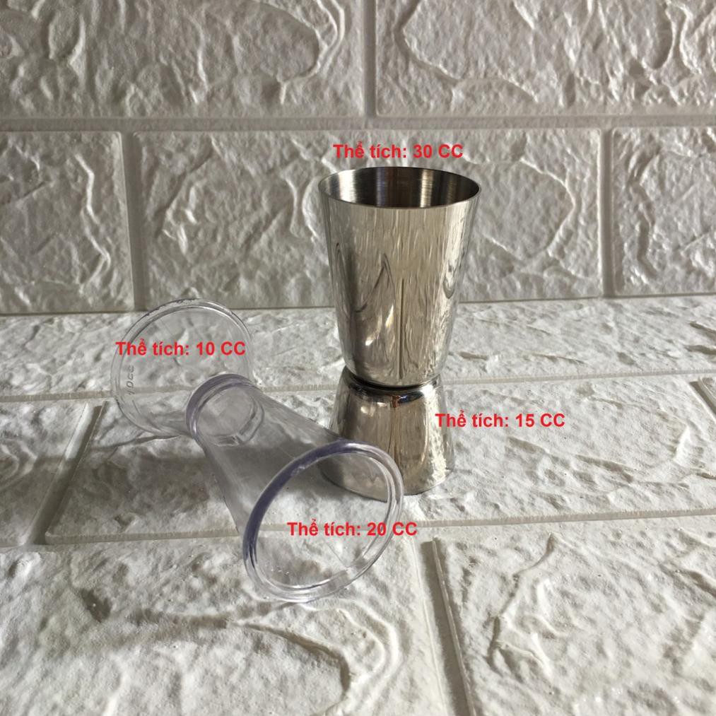 LY ĐONG THỂ TÍCH 2 ĐẦU. CHẤT LIỆU INOX THỂ TÍCH 15CC- 30CC, CHẤT LIỆU NHỰA THỂ TÍCH 10CC- 20CC