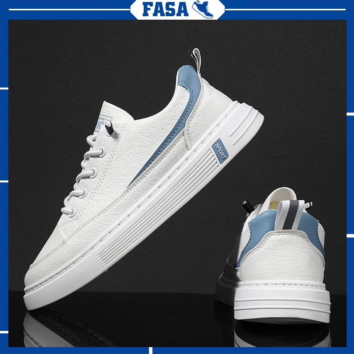 Giày sneaker nam trắng tăng chiều cao chất da PU cao cấp kiểu dáng Giày thể thao trẻ trung FASA STORE