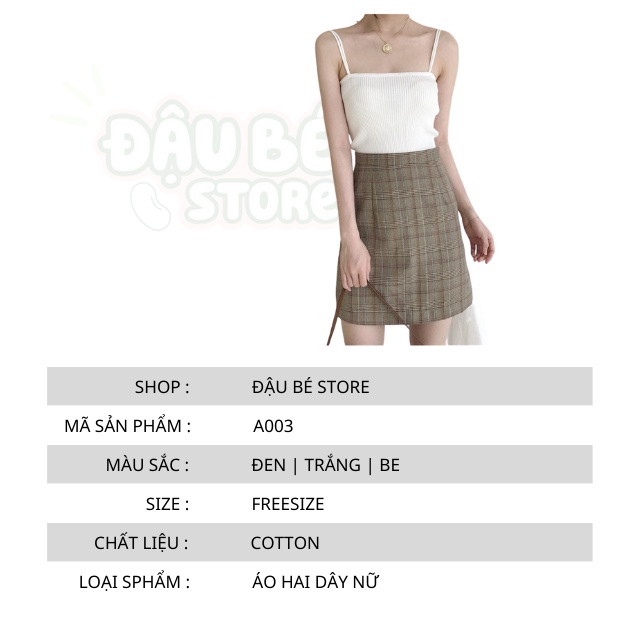 Áo Hai Dây Ngang Dáng Ôm Cao Cấp Co Giãn 4 Chiều - Áo 2S Sợi Bún Len Tăm Dáng Dài Sexy Sang Chảnh - Daube - A003