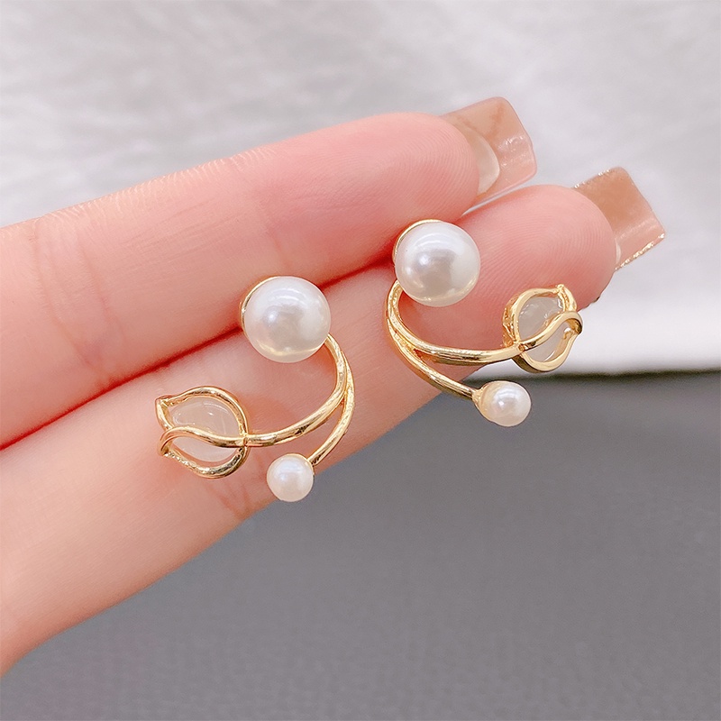 Đôi Bông Tai Mạ Bạc 925 Hình Đuôi Cá Đính Ngọc Trai Nhân Tạo Phong Cách Hàn Quốc Thời Trang Mới 2022