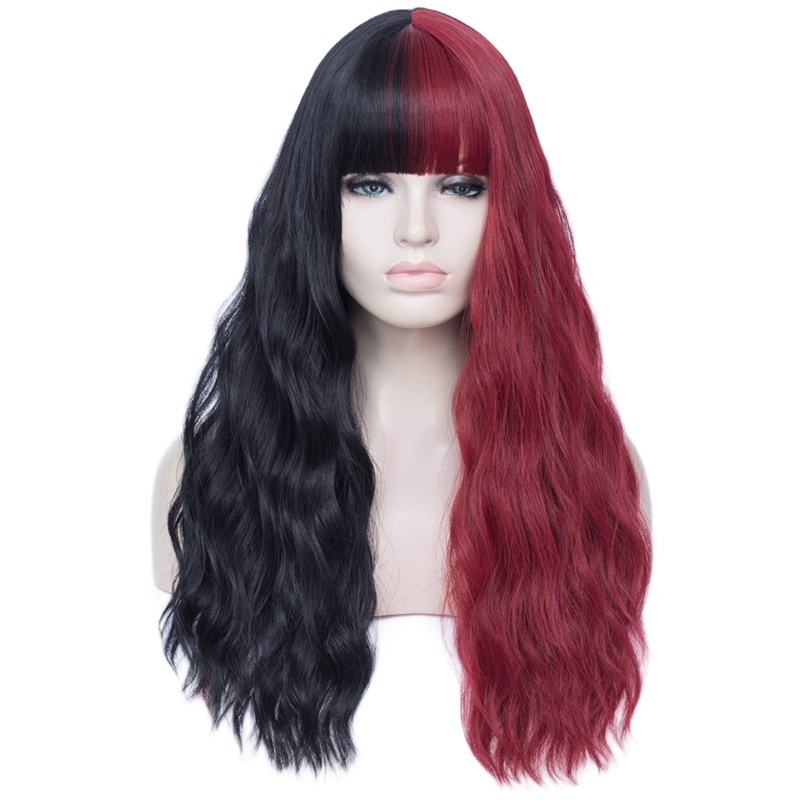 Women'S Fashion Gradient Color Straight Bangs Corn Hot Big Wave Curly Hair Wig