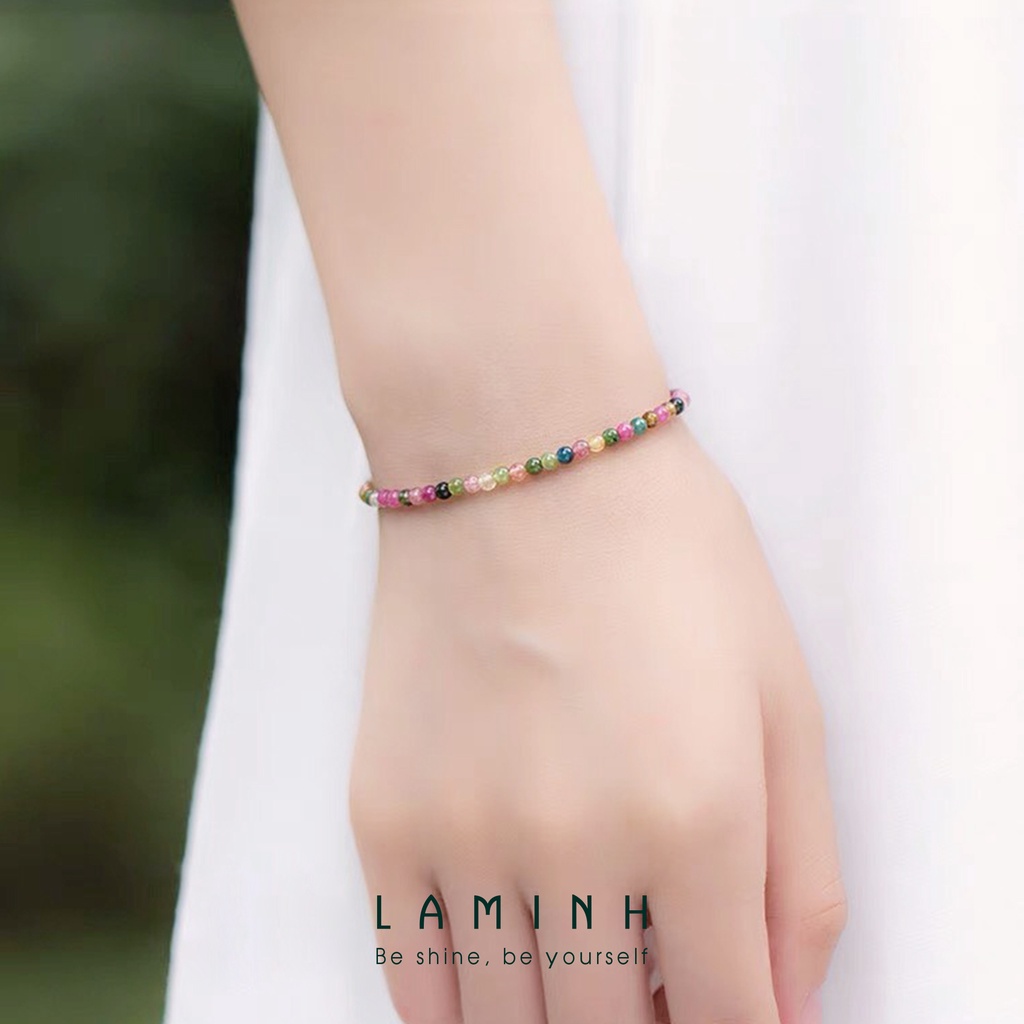 Vòng tay hạt nhiều màu sắc hạt tròn 2,5-3mm Laminh