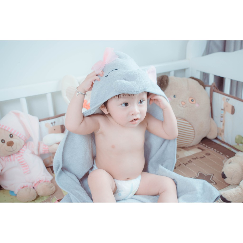 Khăn tắm trẻ em voi hồng