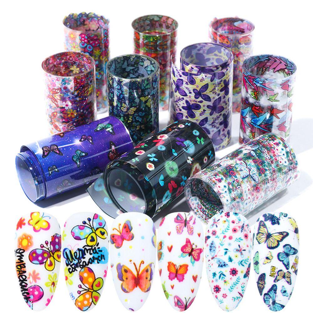 Sticker Dán Móng Chuyển Nước Họa Tiết Hoa Bầu Trời Sao Thời Trang DIY