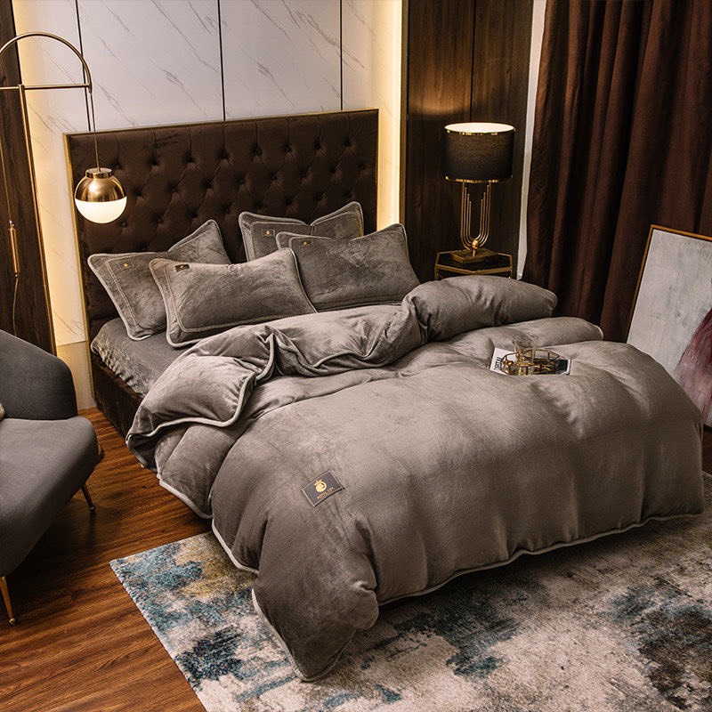 Bộ Chăn Ga Gối Nỉ Nhung Tuyết HIN BEDDING, Chăn Ga Nỉ Nhung Trơn Mềm Mịn Ấm Áp