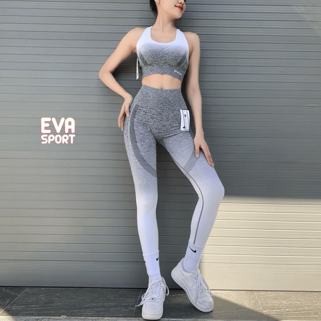 Set Đồ Tập Gym Nữ Yoga Aerobic Dệt Loang NAQIYABEI Áo Bra Quần Dài Chun Mông Legging Tôn Dáng Nâng Mông