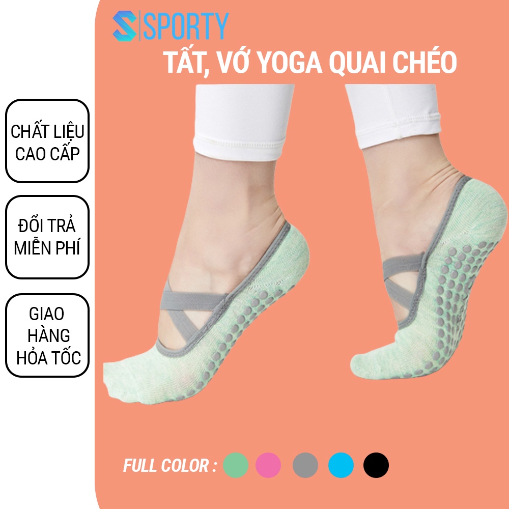 Tất Yoga, Vớ Yoga SPORTY quai chéo chống tuột cao cấp tập thể dục chống trượt, êm ái, tránh hôi chân đảm bảo an toàn