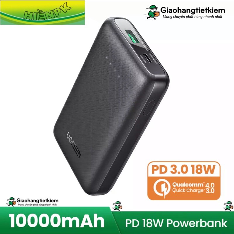 Sạc dự phòng 10000mAh mini UGREEN Dung lượng thực 10000mAh Sạc nhanh cho iPhone, VIVO OPPO, Samsung, Xiaomi, Redmi